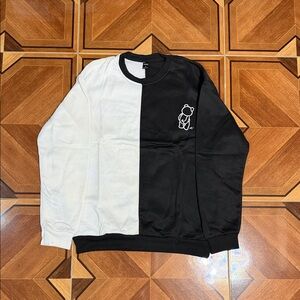 Black and White Sweater with Bear Design